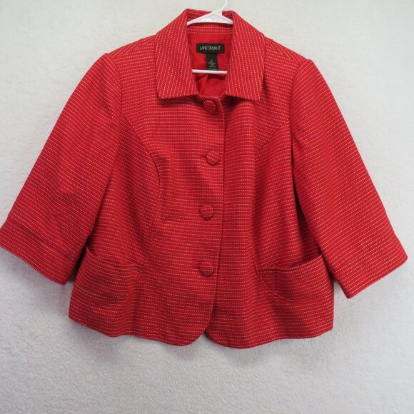 Lane Bryant Jacket Womens 20 Textured 3/4 Sleeve Button Blazer Pocket Workwear - Picture 1 of 13